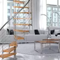 ATRIUM NOVO TYPE 4 Εσωτερική σκάλα σοφίτας με minimal design σε λευκό και ξύλο
