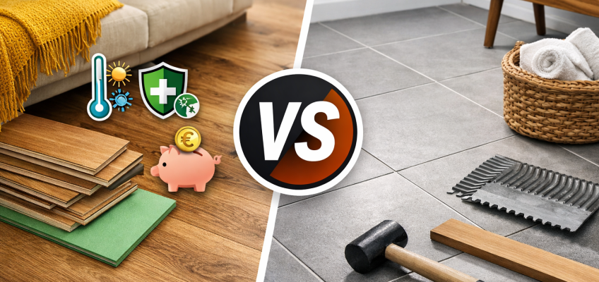 Laminate πάτωμα vs πλακάκι – επιλογή δαπέδου για σύγχρονες κατοικίες.